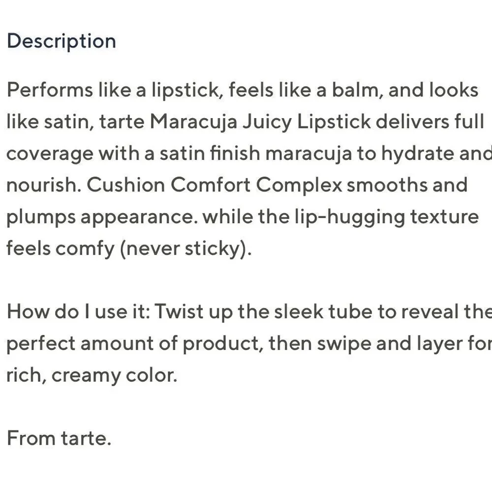 🌻 TARTE Cherry Maracuja Juicy Lipstick New FullSz